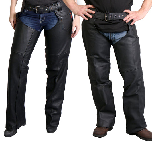 Hot Leathers CHM1001 Best Selling Black Fully Lined Unisex Leather Chaps