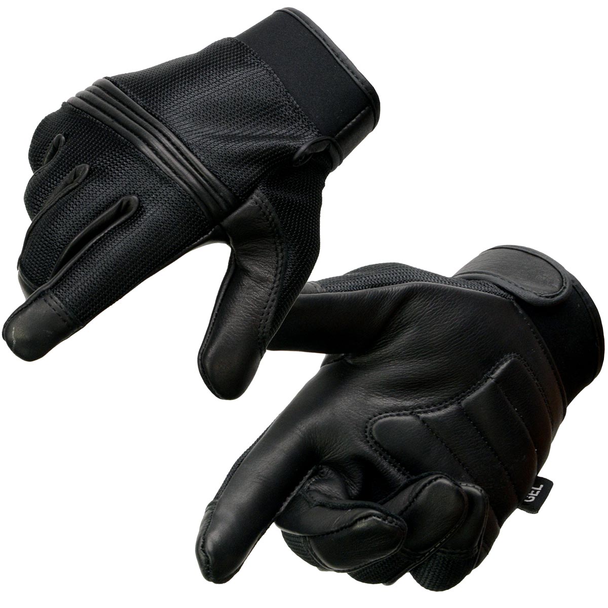 Milwaukee Leather MG7517 Men's Leather and  Mesh Perforated Gloves with Gel Palm and Flex Knuckles