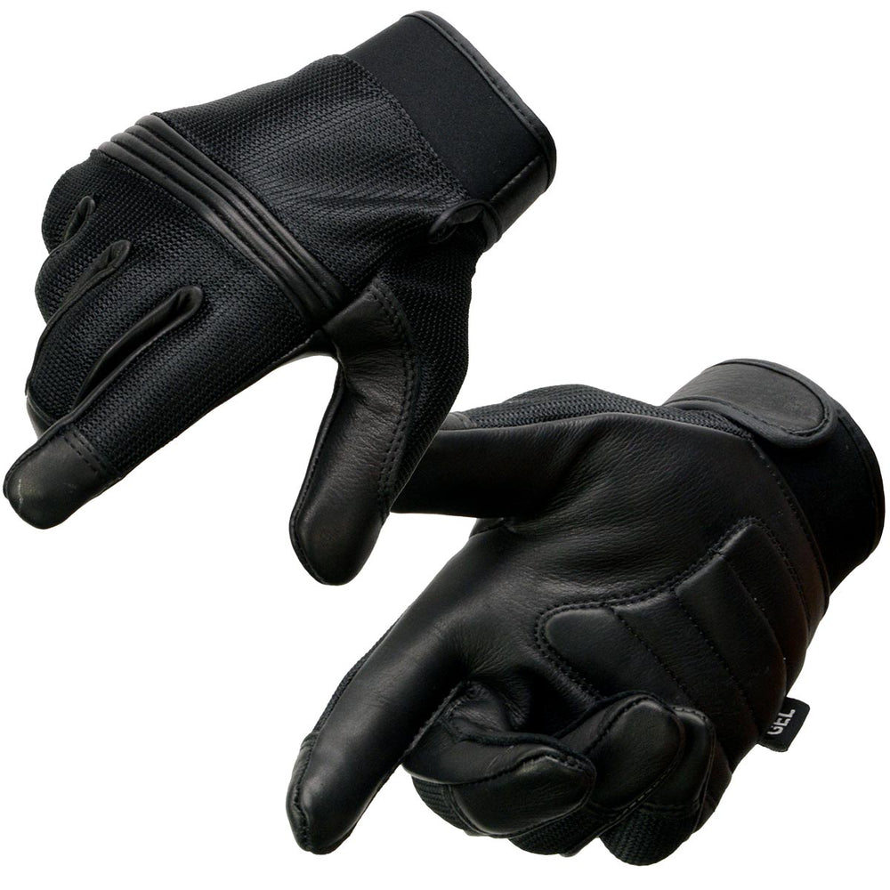 Milwaukee Leather MG7517 Men's Leather and  Mesh Perforated Gloves with Gel Palm and Flex Knuckles