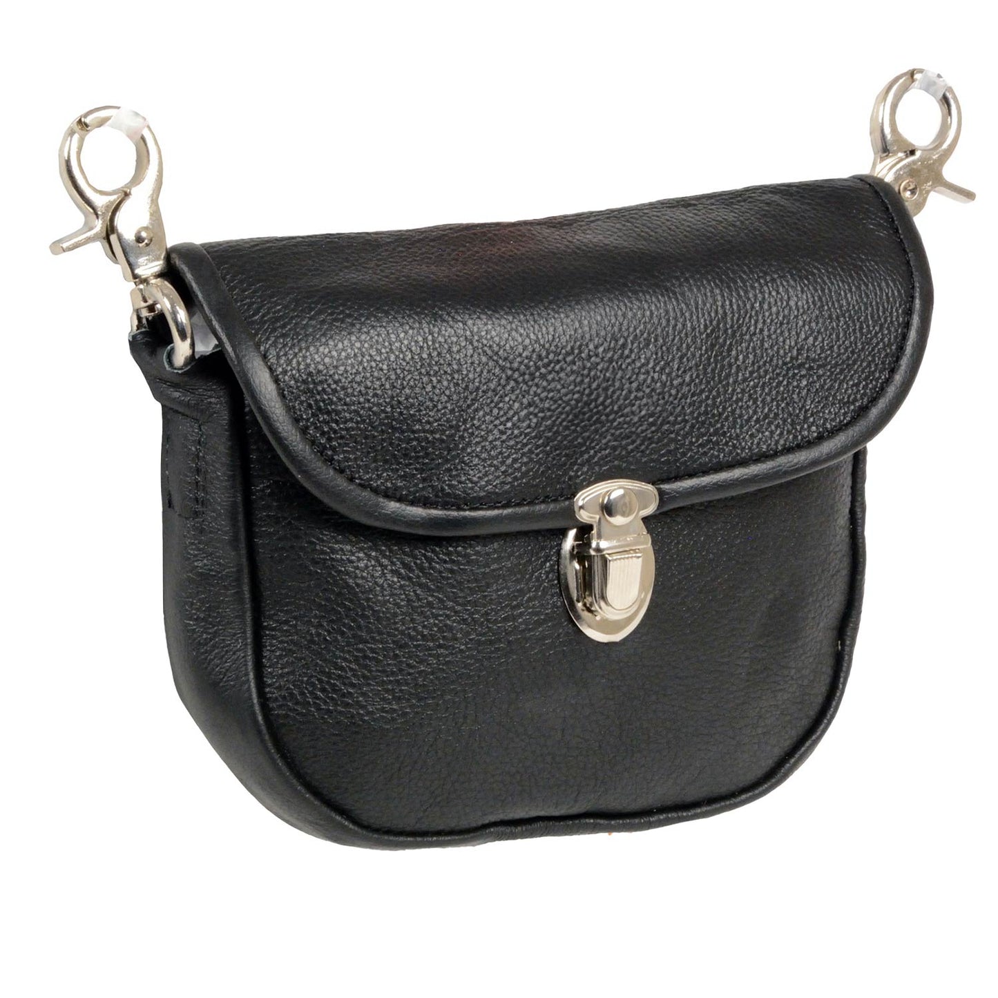 Milwaukee Leather SH520 Women's Black Leather Belt Bag with Flap and Belt Clasps