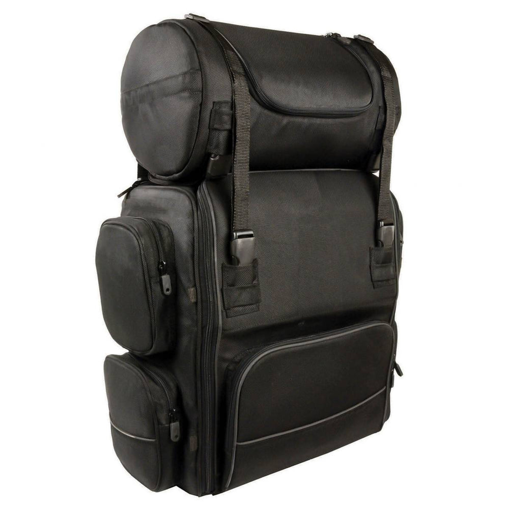 Milwaukee Leather SH680 Large Black Textile Motorcycle Sissy Bar Travel Bag