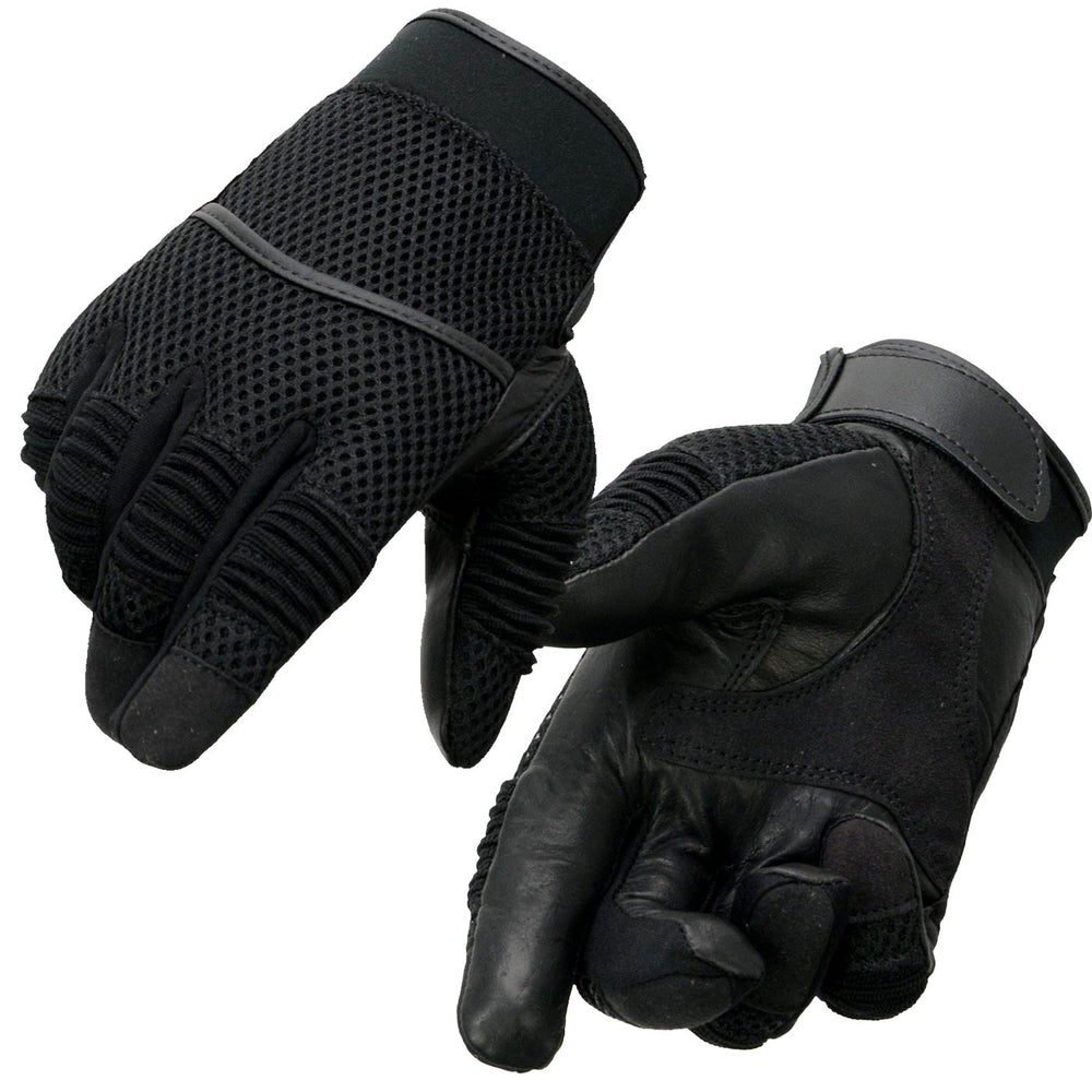 Milwaukee Leather SH791 Men's Black Mesh and Leather Racing Gloves with Leather Palm