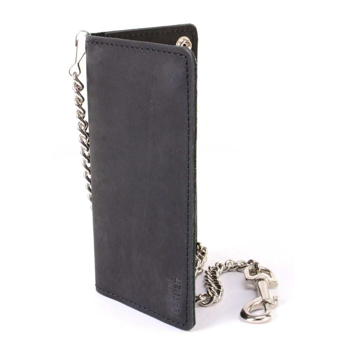 Milwaukee Leather MLW7892 Men's 7" Leather Bi-Fold Biker Wallet w/ Multiple Storage and Trigger Hook Anti-Theft Stainless Steel Chain