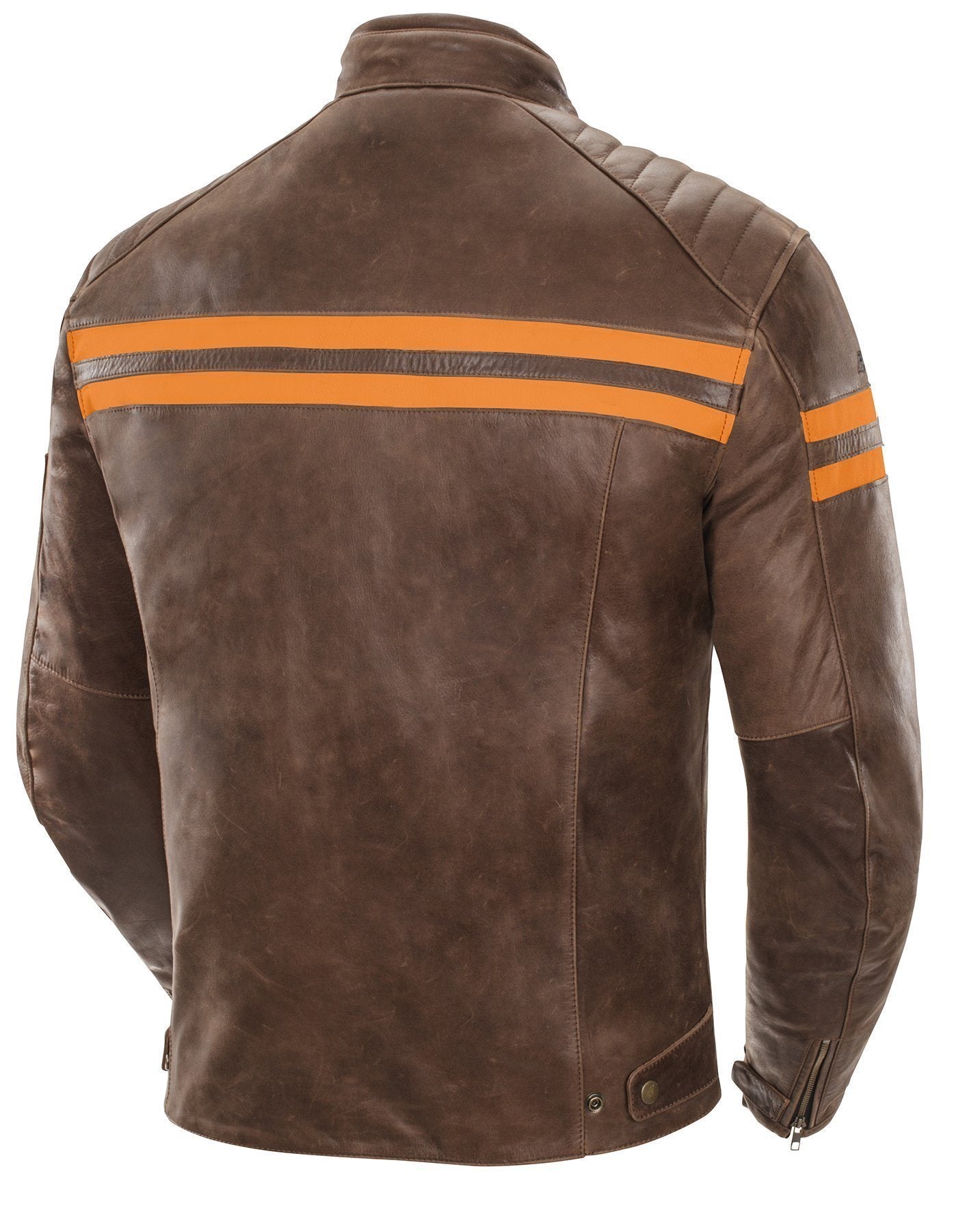 Joe Rocket 'Classic 92' Mens Brown/Orange Leather Motorcycle Jacket