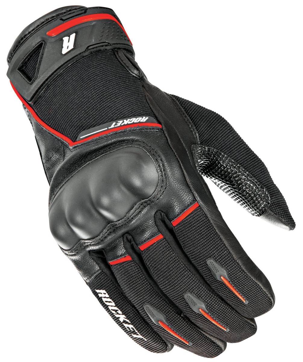 Joe Rocket Super Moto Men's Black/Red Leather Gloves