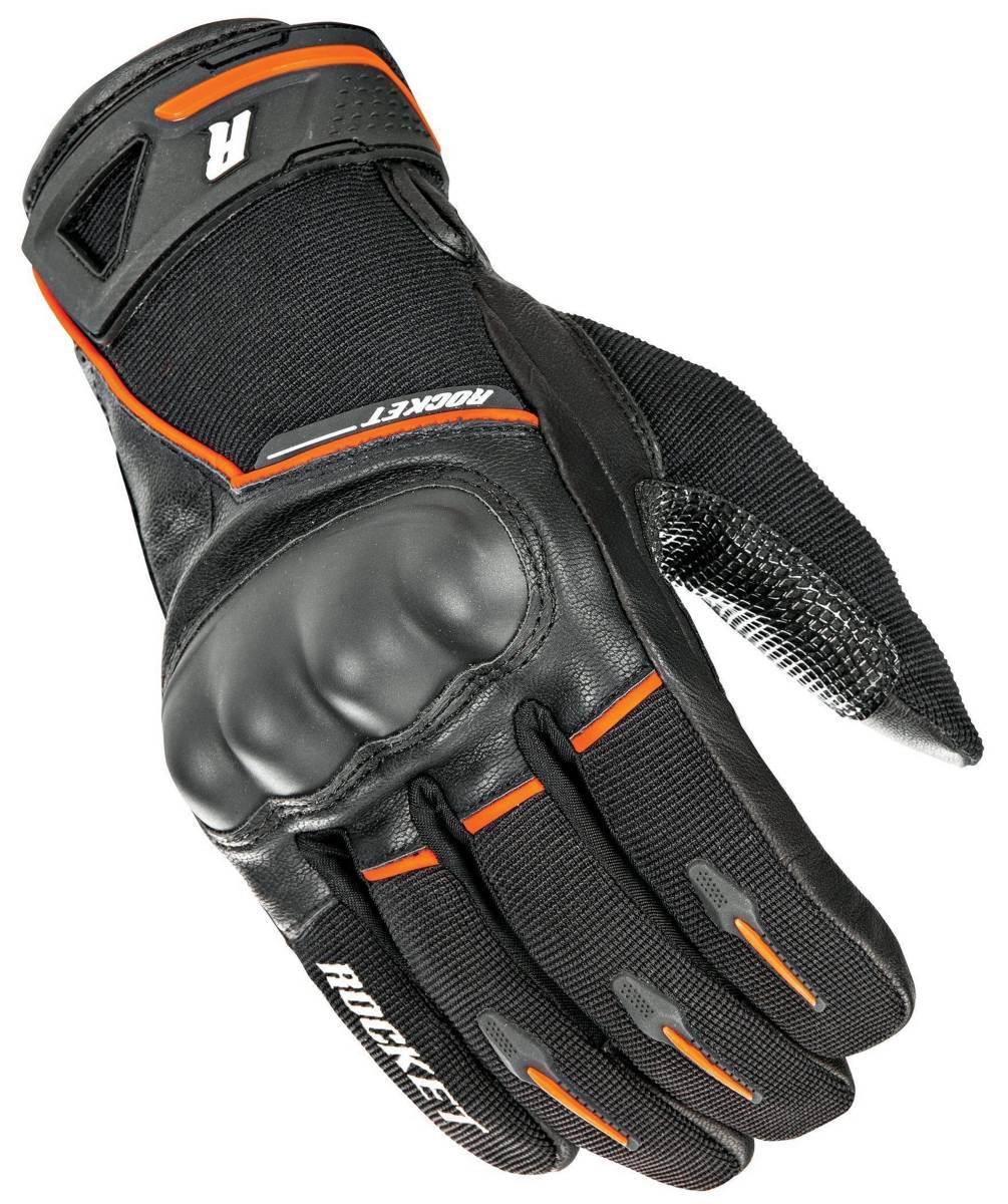 Joe Rocket Super Moto Mens Black/Orange Leather Gloves