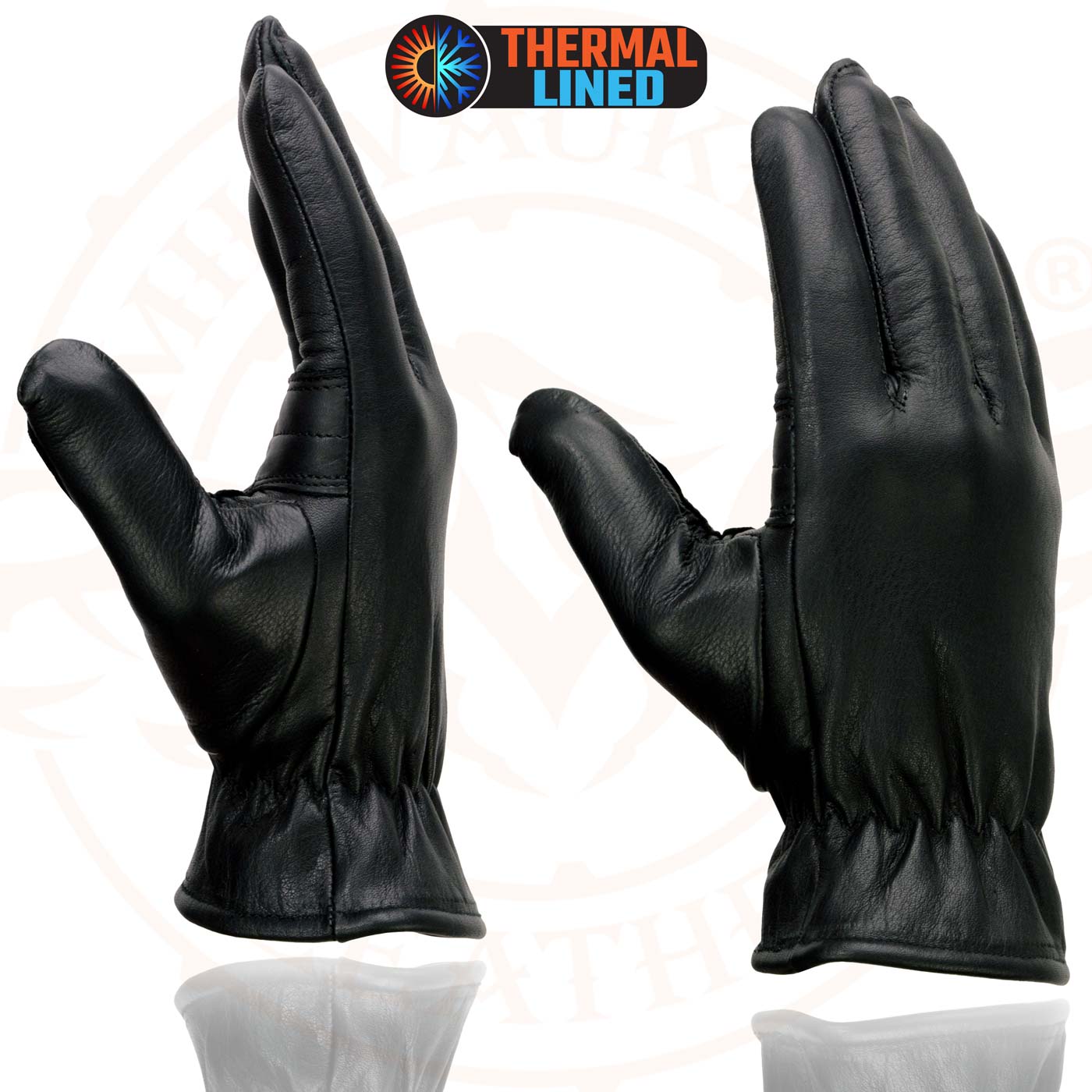 Milwaukee Leather MG7715 Women's Black Leather Thermal Lined Motorcycle Gloves w/ Cinch Wrist Closure
