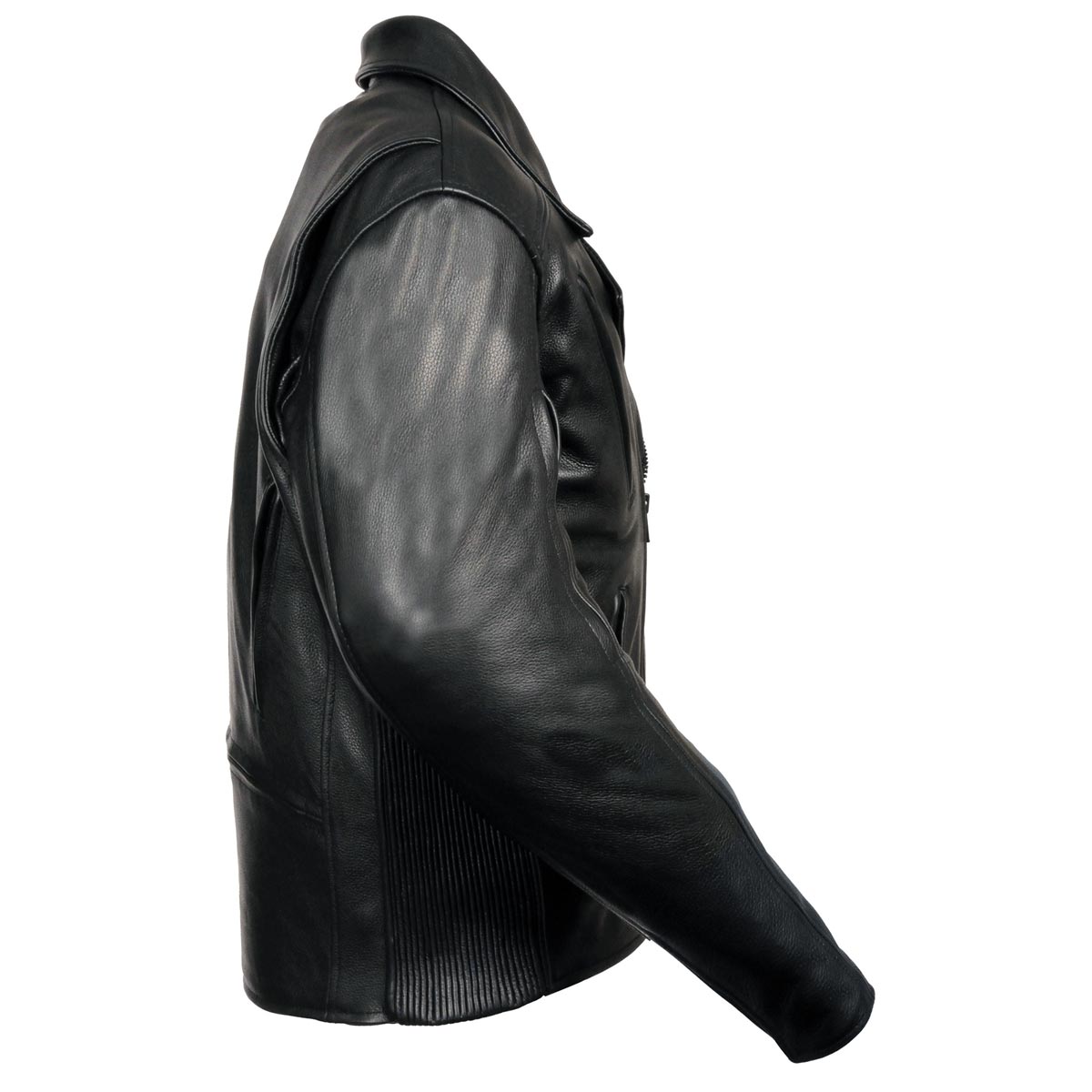 Milwaukee Leather Men's Premium Black Leather Beltless MC Style Motorcycle Jacket w/ Side Stretch SH1057