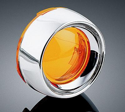 Close Out Kuryakyn 496921 Chrome Deep Dish Bezels with Amber Lenses for Bullet Turn Signals - Harley Davidson 2000-2013 Model