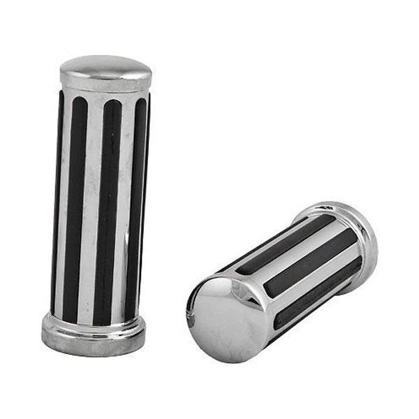 HardDrive Rail Style Black Grips with Smooth End Caps for Harley Davidson 1973-