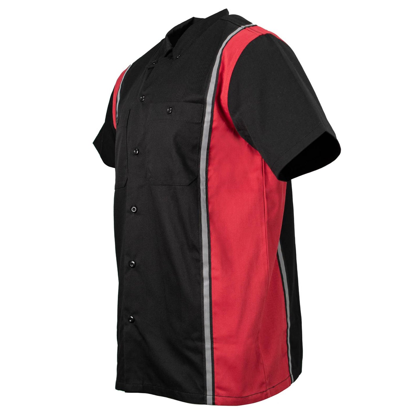 Milwaukee Motorcycle Clothing Co. MDM11607 Men's Black and Red Button Up Mechanic Shirt w/ Reflective Stripe