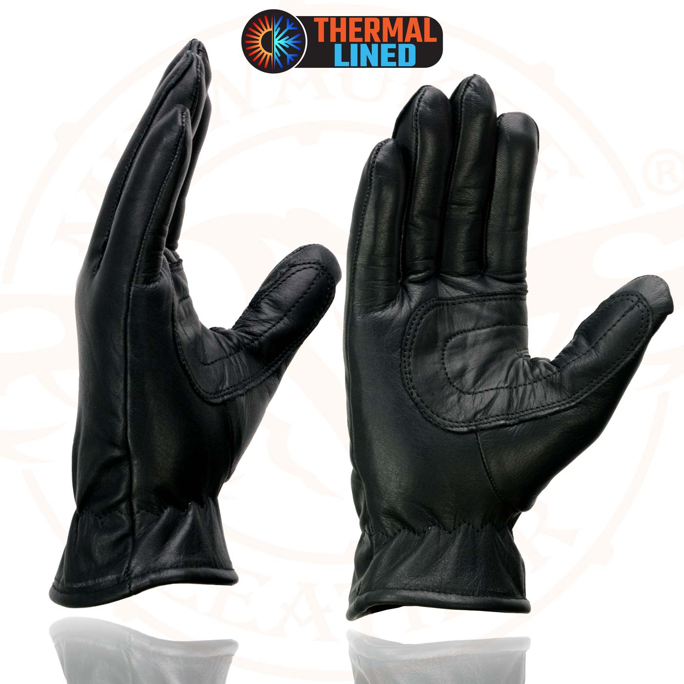 Milwaukee Leather MG7715 Women's Black Leather Thermal Lined Motorcycle Gloves w/ Cinch Wrist Closure