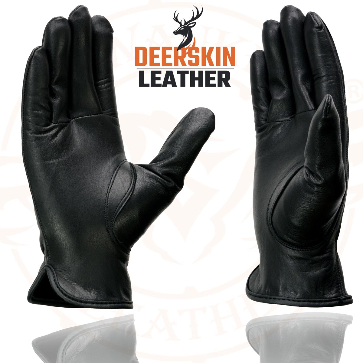 Milwaukee Leather SH886 Women's USA Deerskin Black Leather Unlined Lightweight Motorcycle Rider Gloves