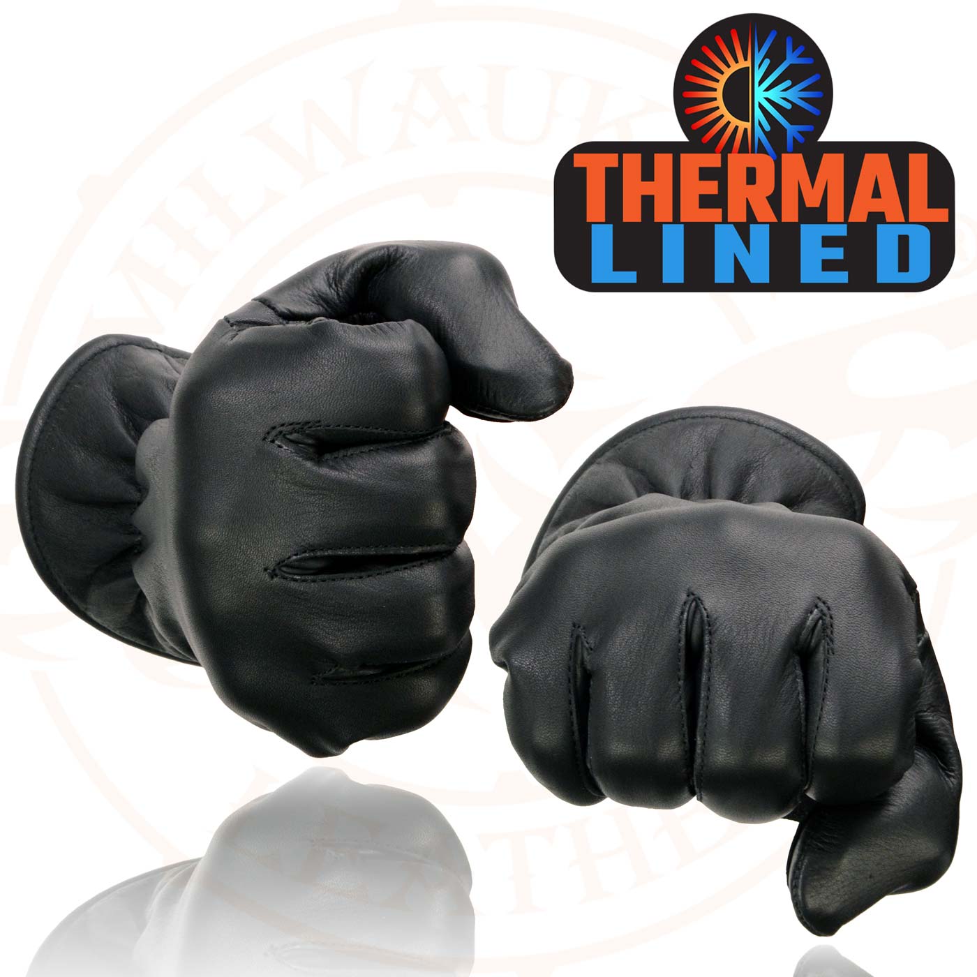 Milwaukee Leather MG7715 Women's Black Leather Thermal Lined Motorcycle Gloves w/ Cinch Wrist Closure