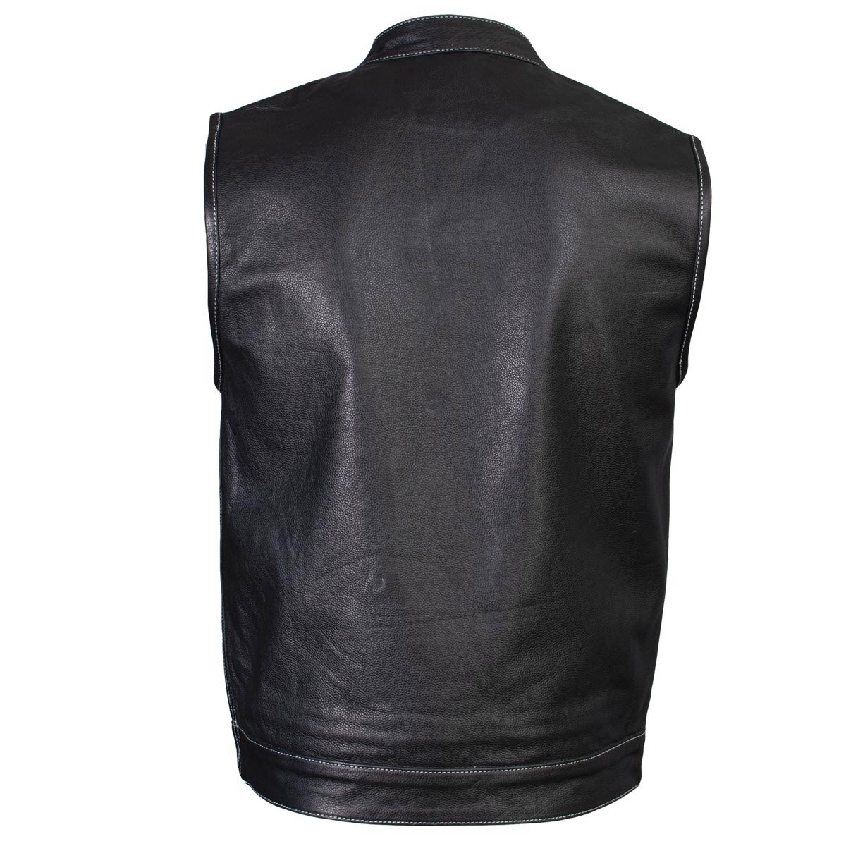 Milwaukee Leather LKM3783 Men's Classic Black Leather Motorcycle Vest with Inside Flannel Liner