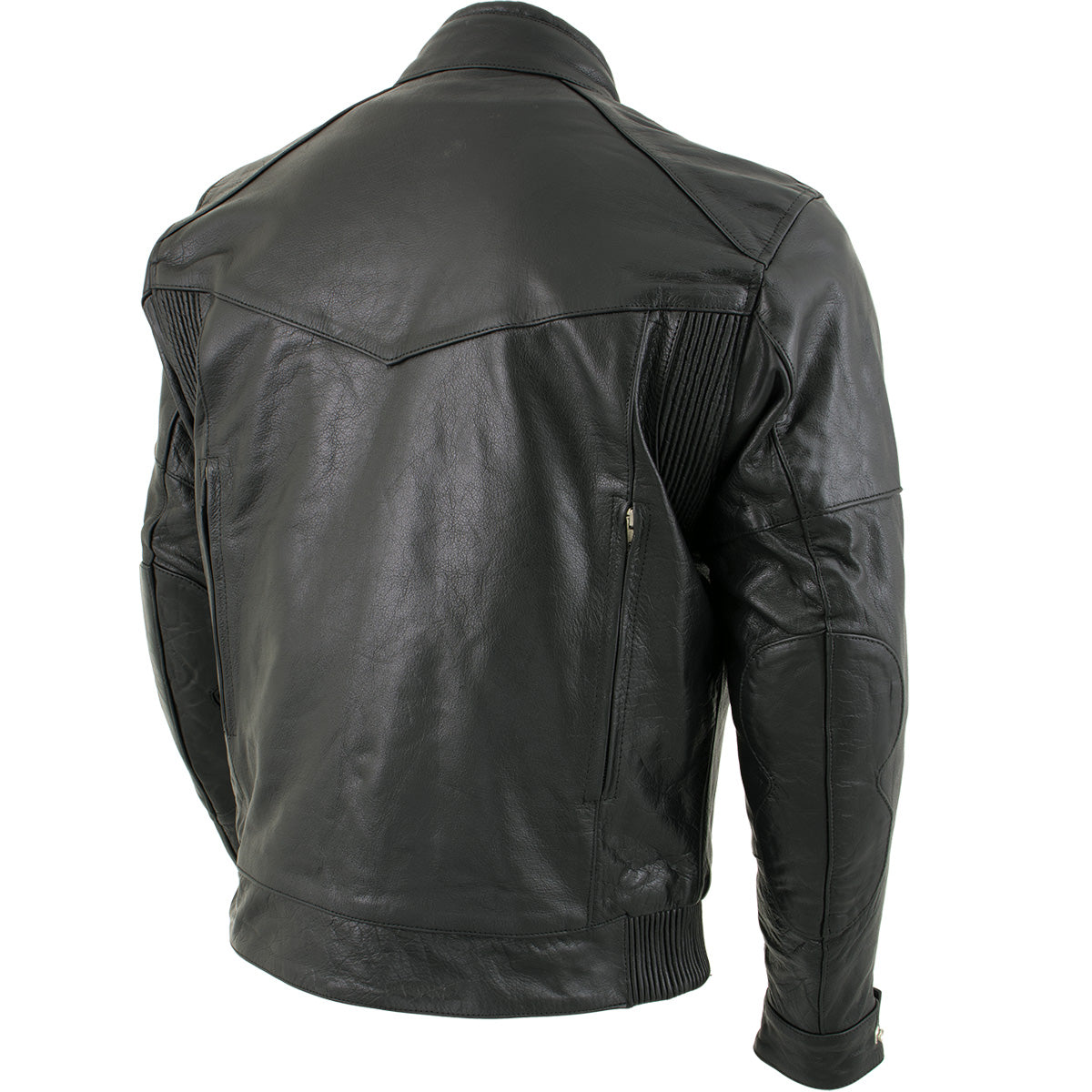 Milwaukee Leather LKM1700 Men's Premium Black Buffalo Leather Cruiser Motorcycle Jacket with CE Armort Protection