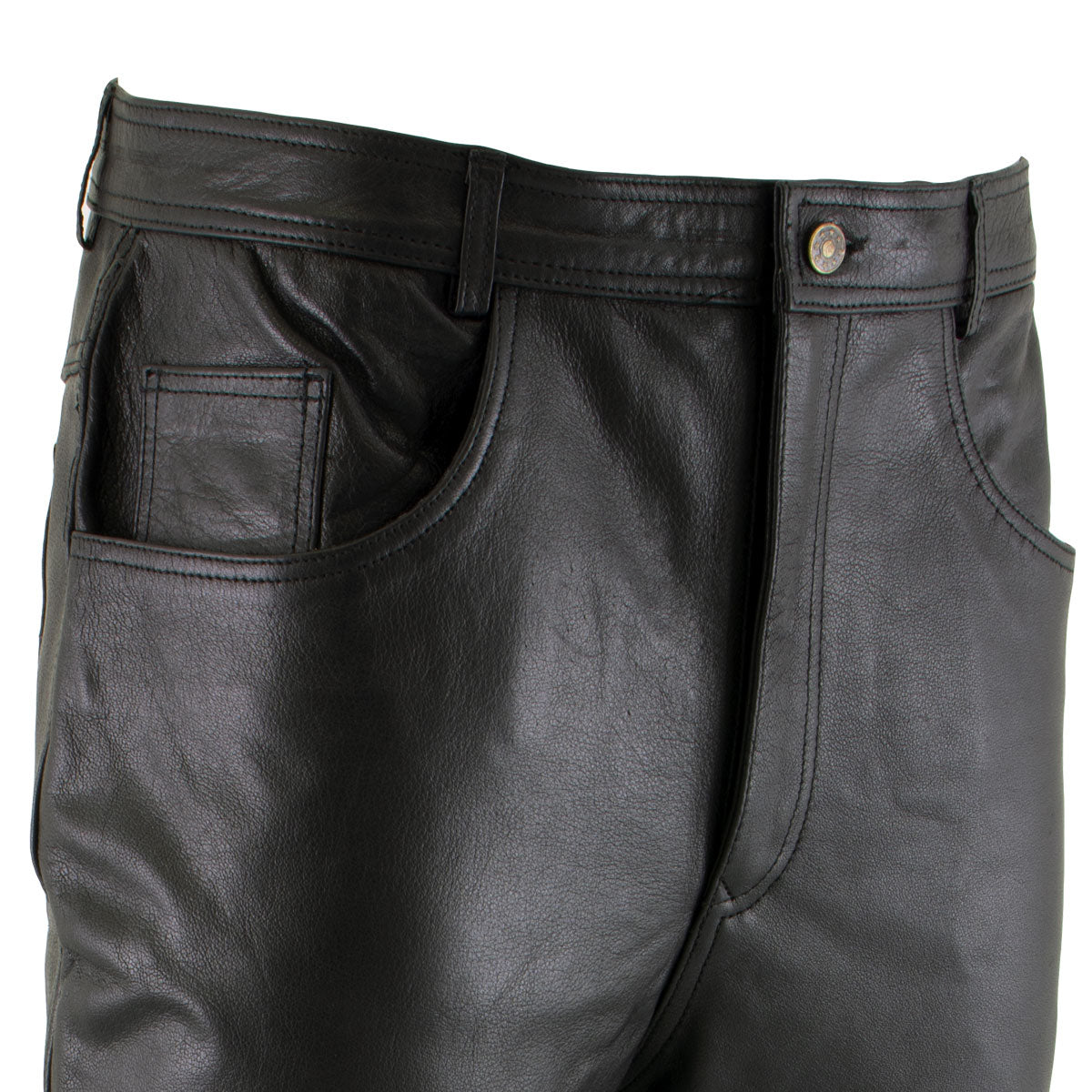 Milwaukee Leather LKM5716 Men's Classic Black Premium Leather Fitted Casual Biker Leather Pants