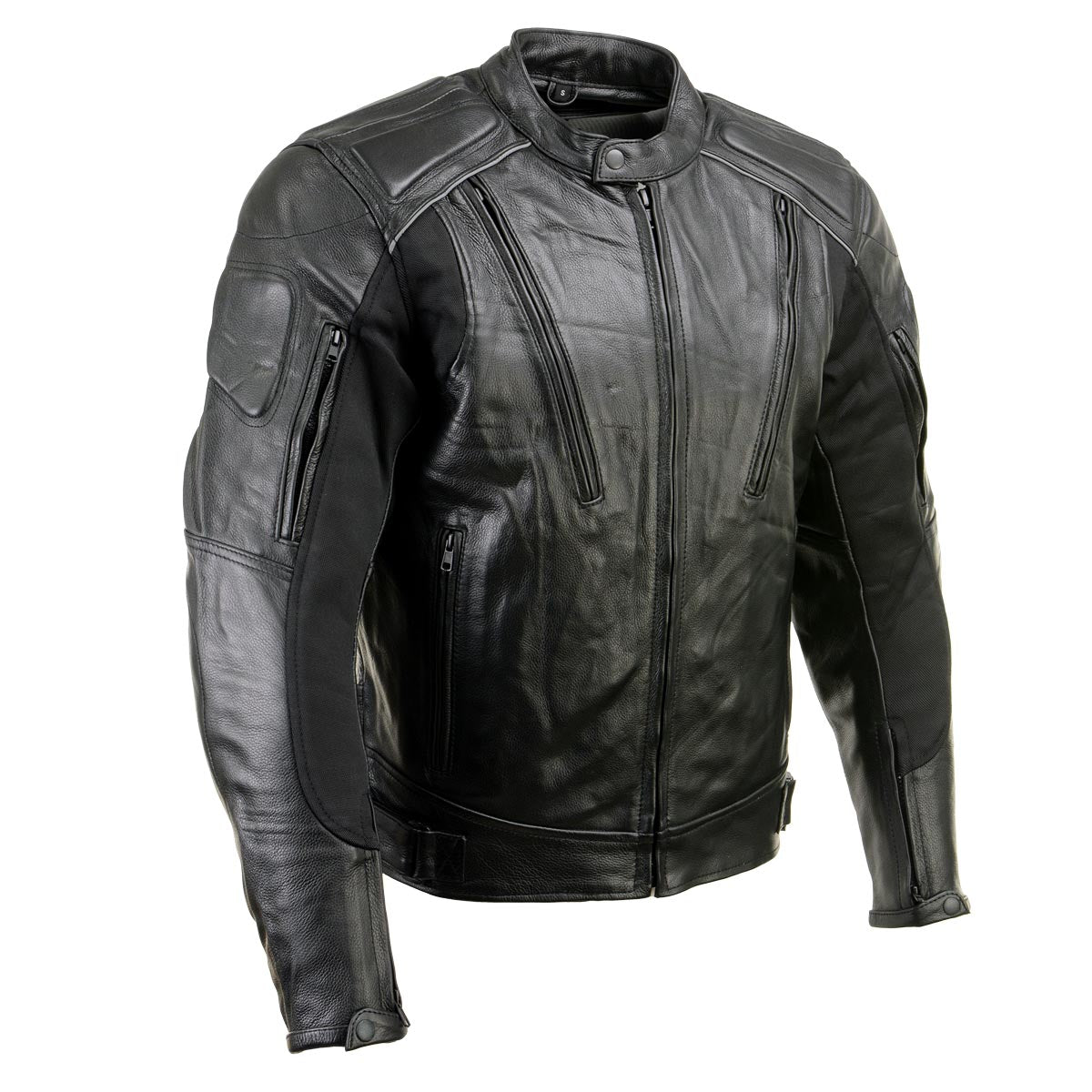 Xelement B9119 Men's 'Frenzy' Black Armored Leather Motorcycle Jacket