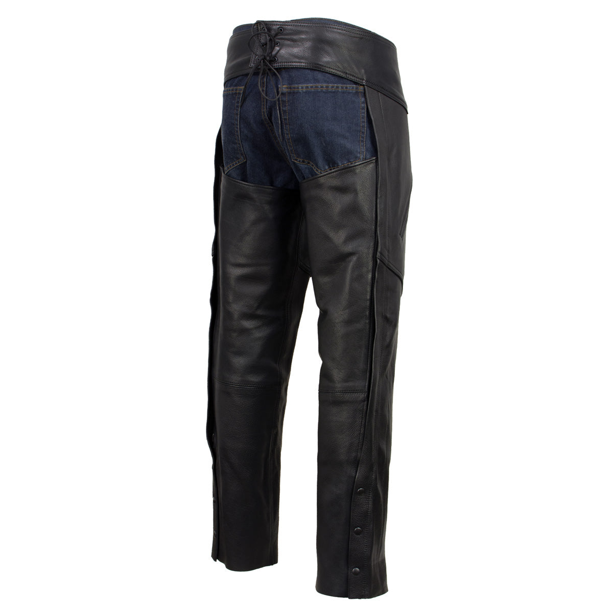 Milwaukee Leather USA MADE MLCHM5001 Men's Black Cloak Classic Premium Leather Motorcycle Chaps