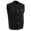 Milwaukee Leather DM2238 Men's Classic Black Denim Club Style Vest with Snap Button Closure