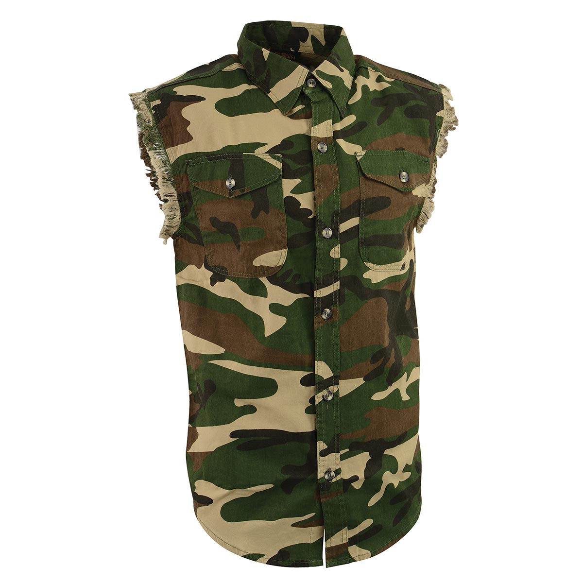 Milwaukee Leather DM4010 Men's Jungle Camo Sleeveless Denim Shirt