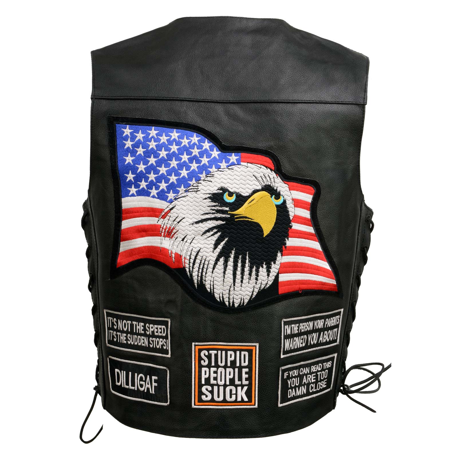 Event Leather ELM3925 Black Motorcycle Leather Vest for Men w