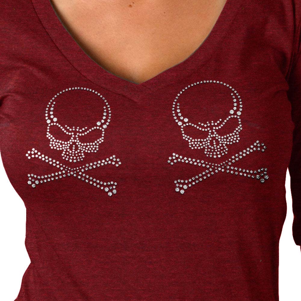 Hot Leathers Ladies Long Sleeve Studded Cross Bones Shirt GLC3542