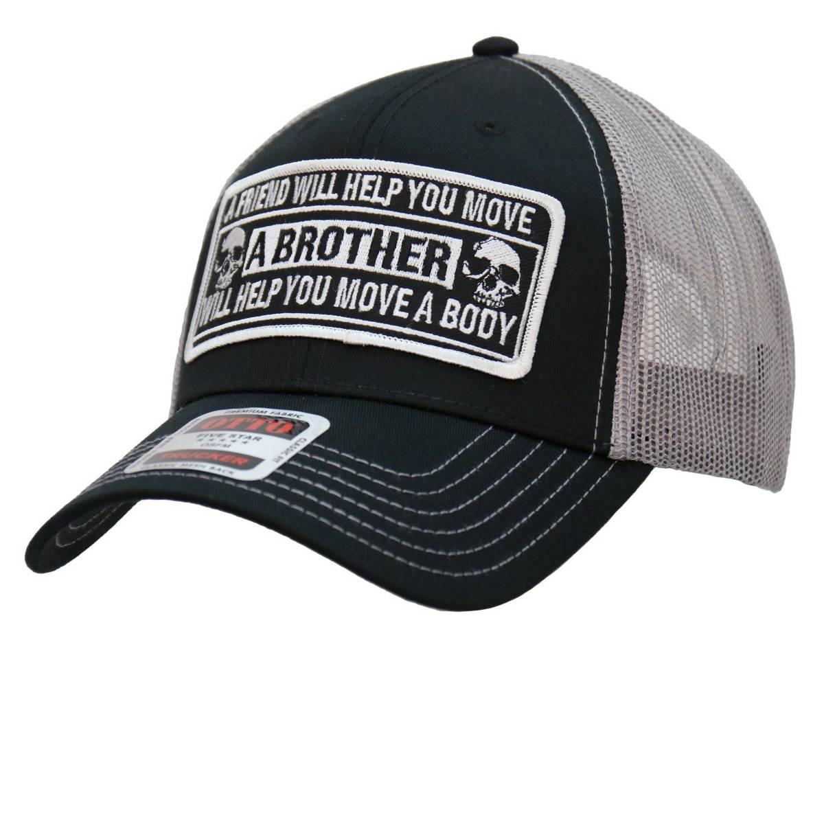 Hot Leathers Move A Body Black And Grey Trucker Hat GHS1046