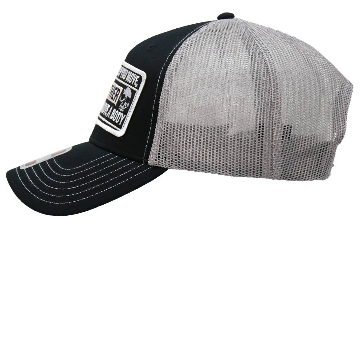 Hot Leathers Move A Body Black And Grey Trucker Hat GHS1046