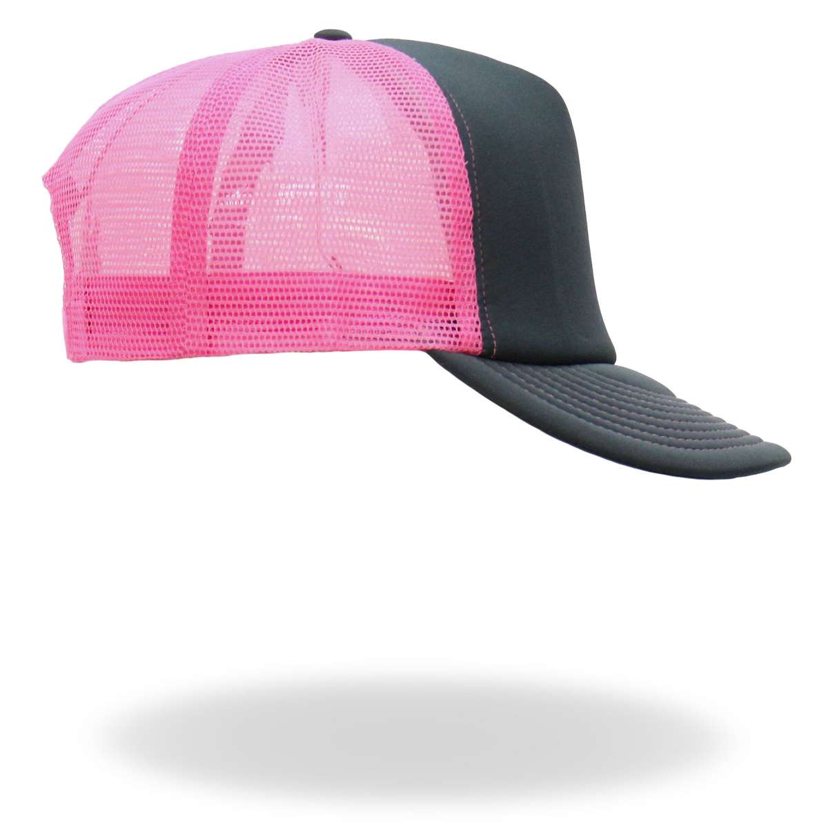 Hot Leathers Pink And Black Trucker Hat Skeleton Hand GSH1053