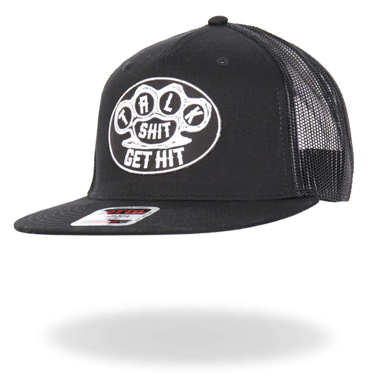 Hot Leathers Black And White Talk Shit Get Hit Brass Knuckles Snapback Hat GSH2041