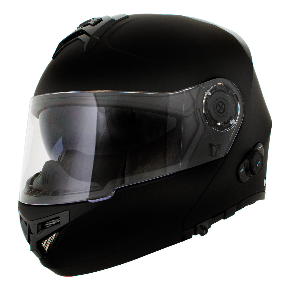 Milwaukee Helmets H7005 Flat Black Mayday Modular Full Face Wireless Motorcycle Helmet-Stream Music-Phone Calls