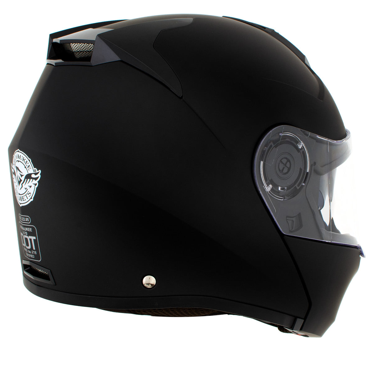 Milwaukee Helmets H7005 Flat Black Mayday Modular Full Face Wireless Motorcycle Helmet-Stream Music-Phone Calls