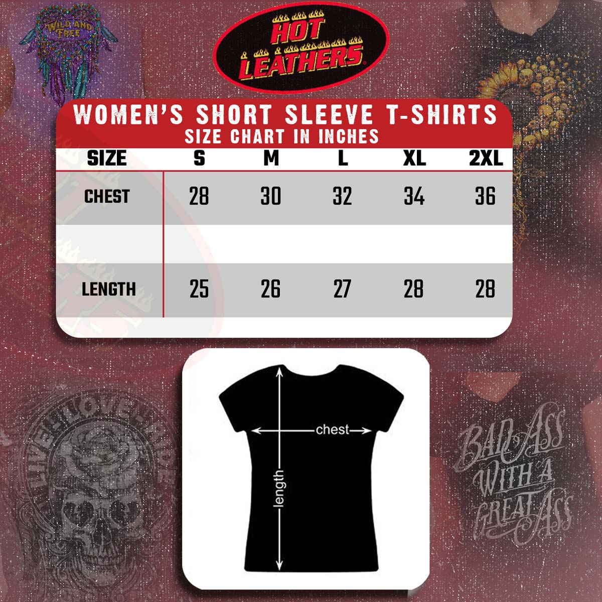 Hot Leathers Ladies Burnout Skull T-Shirt GLC1585