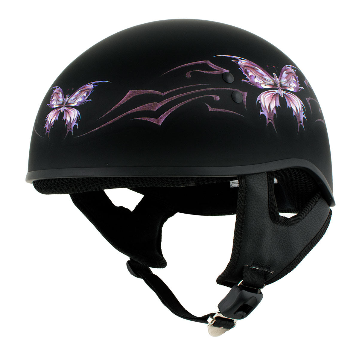 Hot Leathers HLD1052 DOT Skull Cap Half Helmet - Flat Black