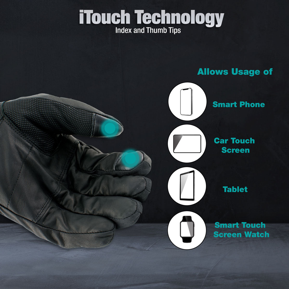 Nexgen Heat NXG17501SET Men’s Black Leather and Textile Heated Motorcycle Gloves and Harness Wire