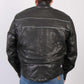 Hot Leathers JKM5003 USA Made Men's Premium Black Leather Motorcycle Jacket with Reflective Piping