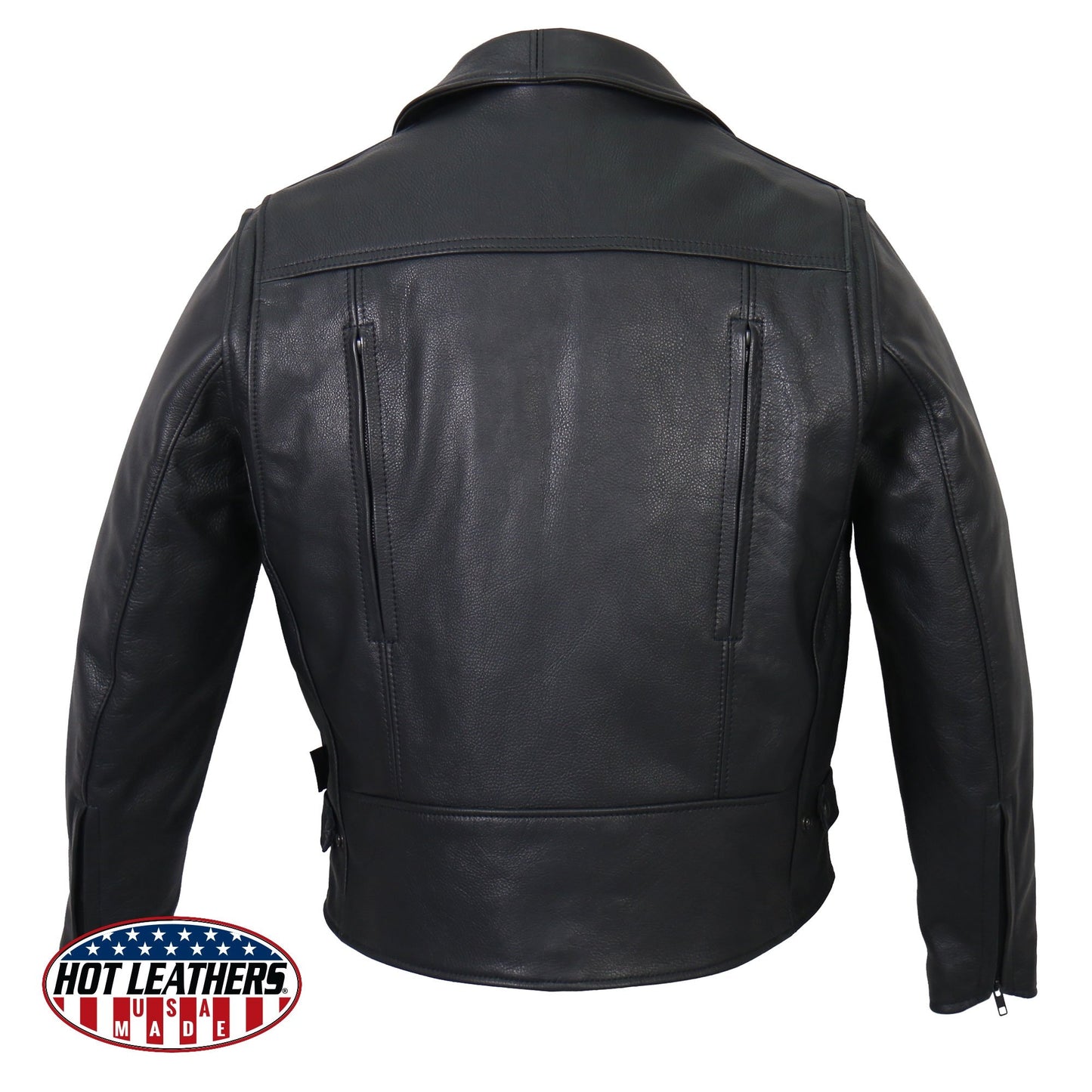 Hot Leathers JKM5008 Men's USA Made Black Premium Leather Vented Motorcycle Jacket