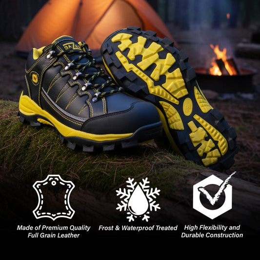 Bazalt MBM9121ST Men’s Black & Yellow Waterproof Frost-Proof Leather Work Shoes with Composite Toe