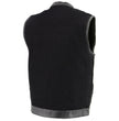 Milwaukee Leather MDM3010 Men's Black Denim Club Style Biker Vest with Leather Trim and Hidden Zipper