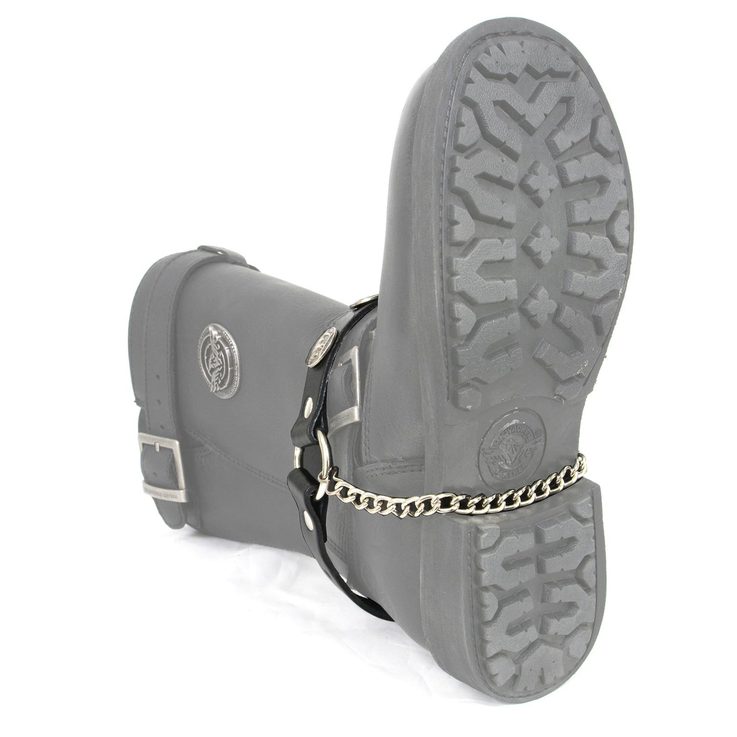 Milwaukee Leather Silver Boot Chain w/ Vintage Buffalo Coin Medallion & Adjustable Strap - MLA3002