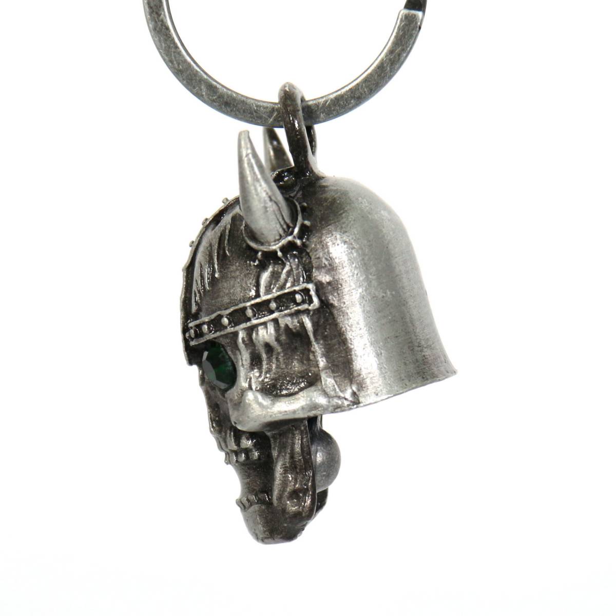 Milwaukee Leather MLB9048 'Viking Skull with Green Eyes' Motorcycle Good Luck Bell | Key Chain Accessory for Bikers