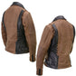 Milwaukee Leather MLL2508 Women's 'Dixie' Vintage Crazy Horse Brown and Black Leather Motorcycle Rider Jacket