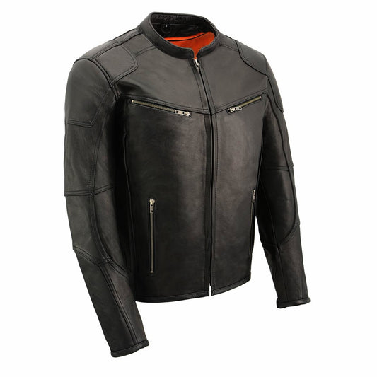 Milwaukee Leather MLM1502 Men's Black Premium Leather Vented Motorcycle Biker Jacket w/ Cool-Tec Leather Treatment Tech
