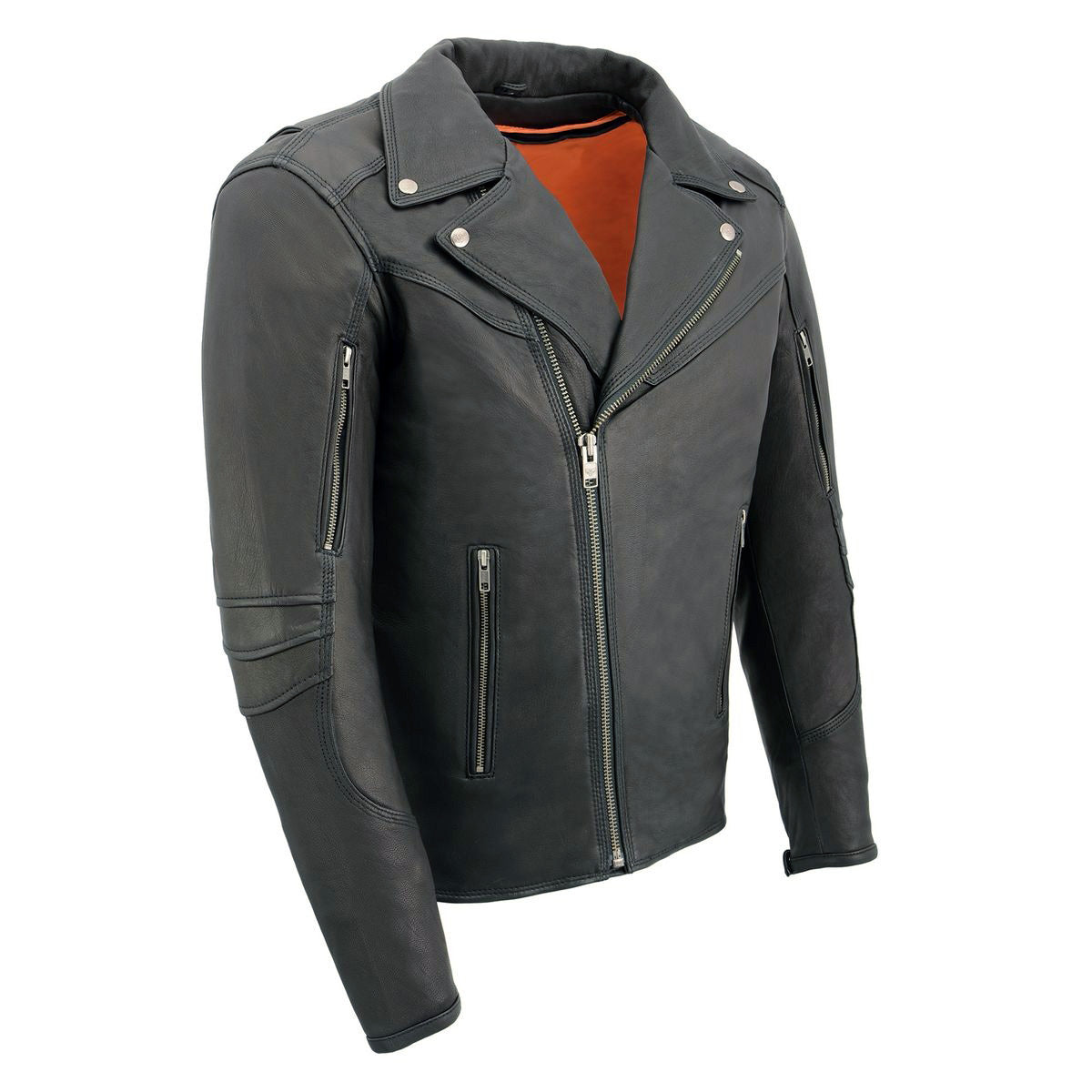 Milwaukee Leather MLM1516 Black Real Leather Motorcycle Jacket for