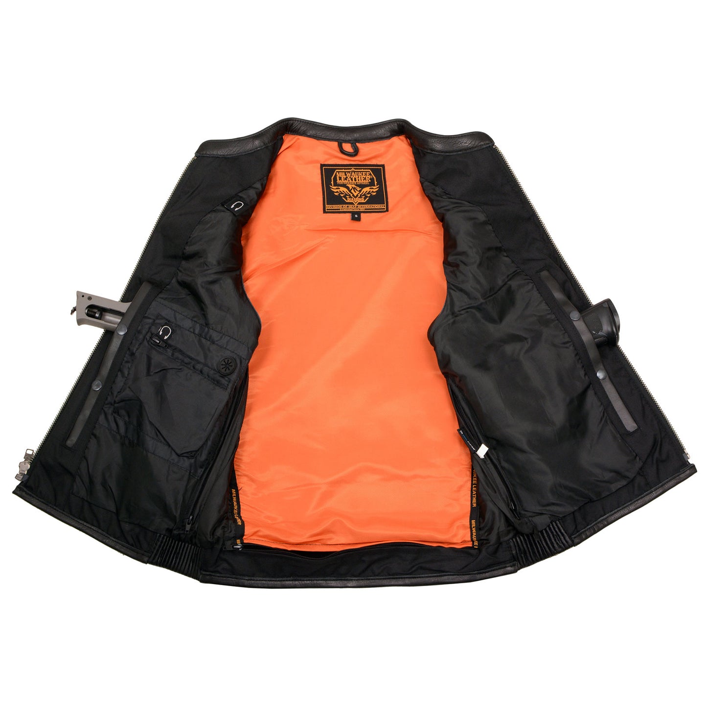 Milwaukee Leather MLM3502 Men's Black Premium Leather Motorcycle Rider Vest with Cool-Tec Leather Treatment Tech