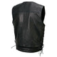 Milwaukee Leather MLM3504 Men's Black 'Pursuit' V Neck Club Style Motorcycle Leather Vest with Adjustable Side Laces