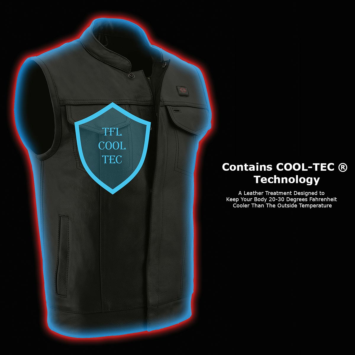 Milwaukee Leather MLM3524SET Men's All Season Black Premium Leather Motorcycle vest w/ Heated and Cool-Tec Technology