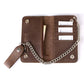 Milwaukee Leather MLW7887 Men's 6.75” Distress Brown Leather Bi-Fold Biker Wallet w/ Anti-Theft Stainless Steel Chain
