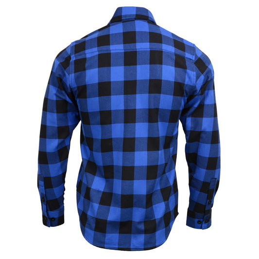 Milwaukee Leather MNG11634 Men's Black and Blue Flannel Plaid Long Sleeve Cotton Button Down Shirt